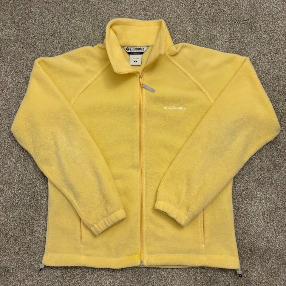 Columbia Full Zip Fleece Jacket Women's Medium Benton Springs Yellow